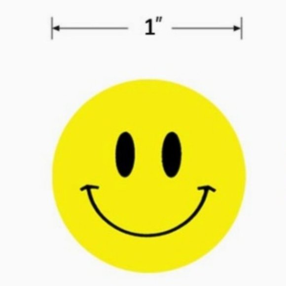 100 Yellow Happy Smiley Stickers 1" - Picture 2 of 8